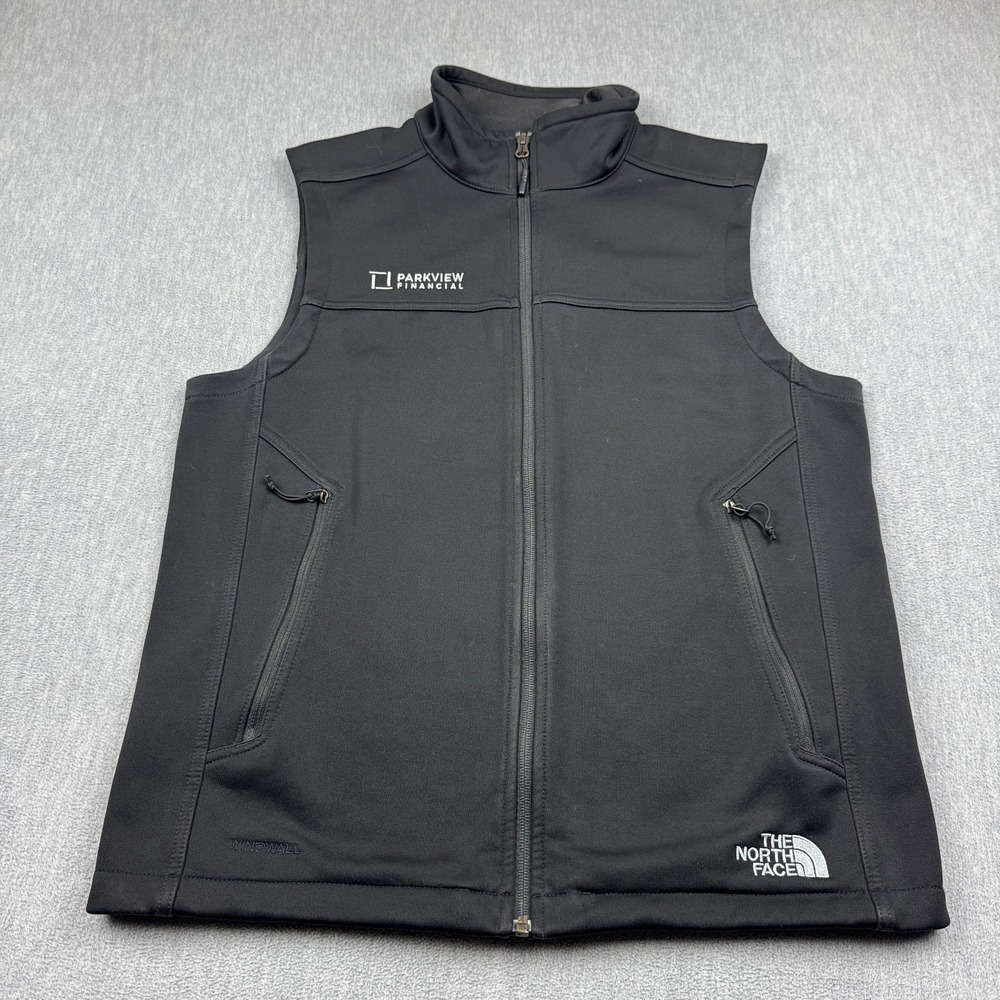 The North Face Vest Mens Medium Black Ridgewall Softshell Full Zip Windwall Logo